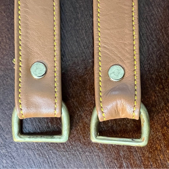 Vintage DOONEY & BOURKE Tan Leather Replacement Purse Strap w/ Brass D Rings - Picture 8 of 10